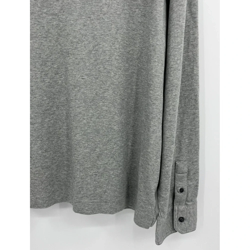 Banana Republic Men's Long Sleeve Luxe Pocket Polo Shirt Size XL Gray Heather